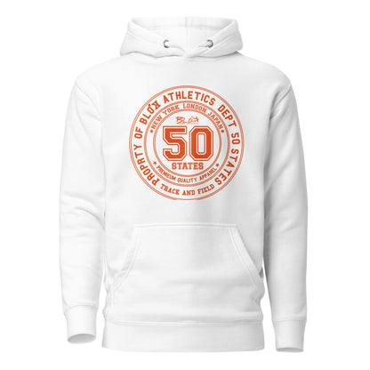 BLOK 50 State Athletic Dept. - Orange Front Graphic Print Women's Hoodie
