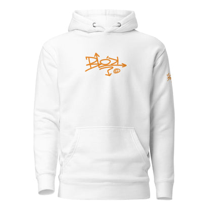 BLOK Tag - Orange Front & Arm Graphic Print Women's Hoodie