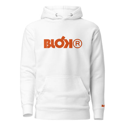 Blok R - Embroidered Front & Arm Logo - in Orange - Women's Hoodie