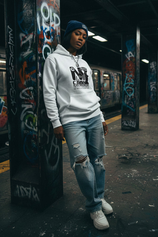 New York City Worldwide - Front Print in Black & White - Women's Hoodie