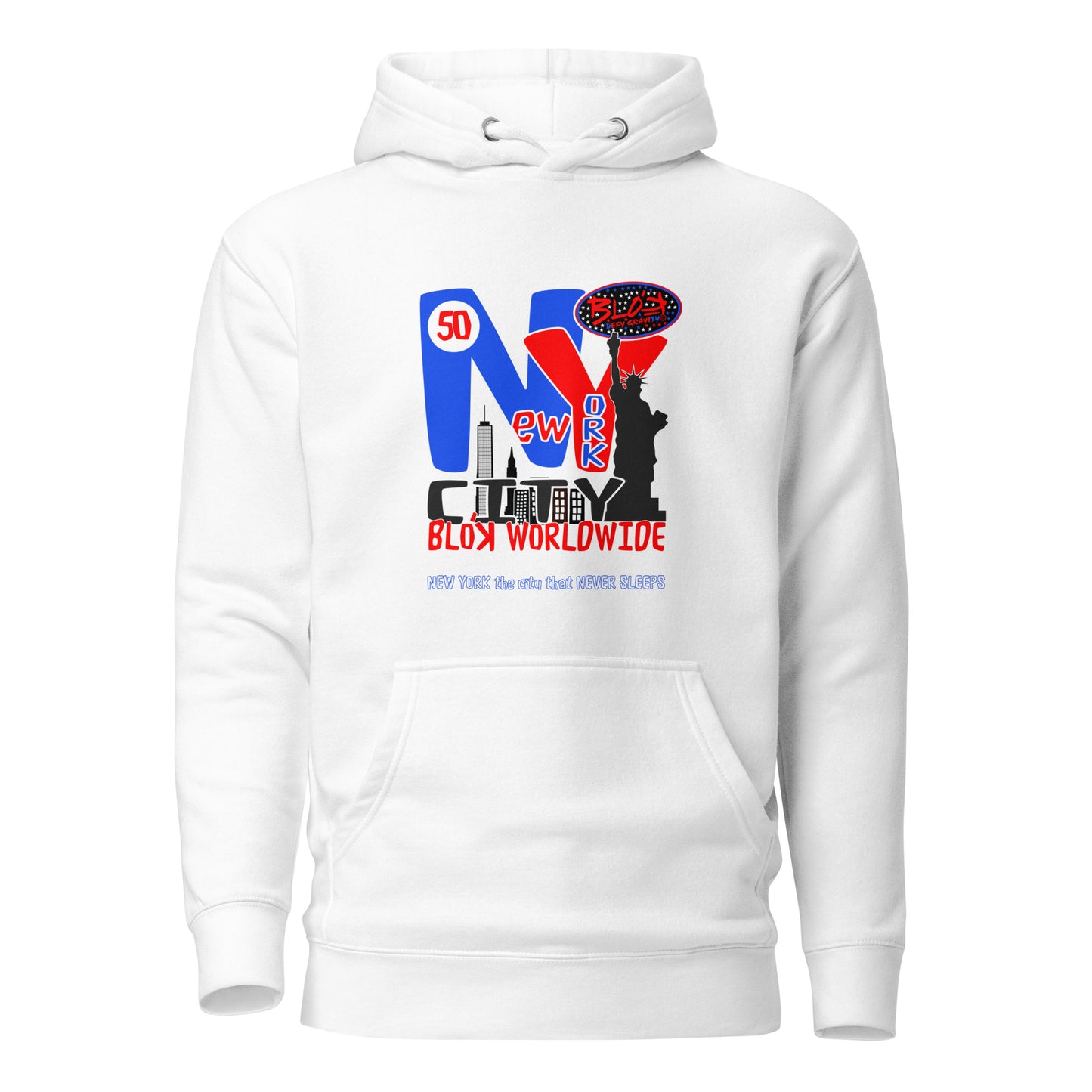 New York City Worldwide - Front Print in Blue & Red - Women's Hoodie
