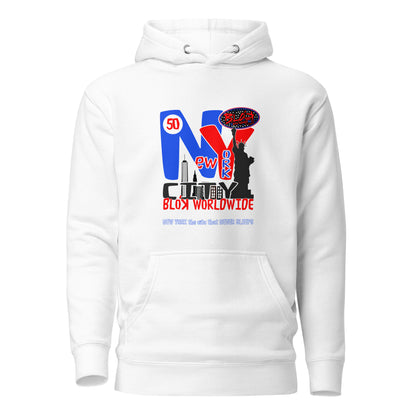 New York City Worldwide - Front Print in Blue & Red - Women's Hoodie