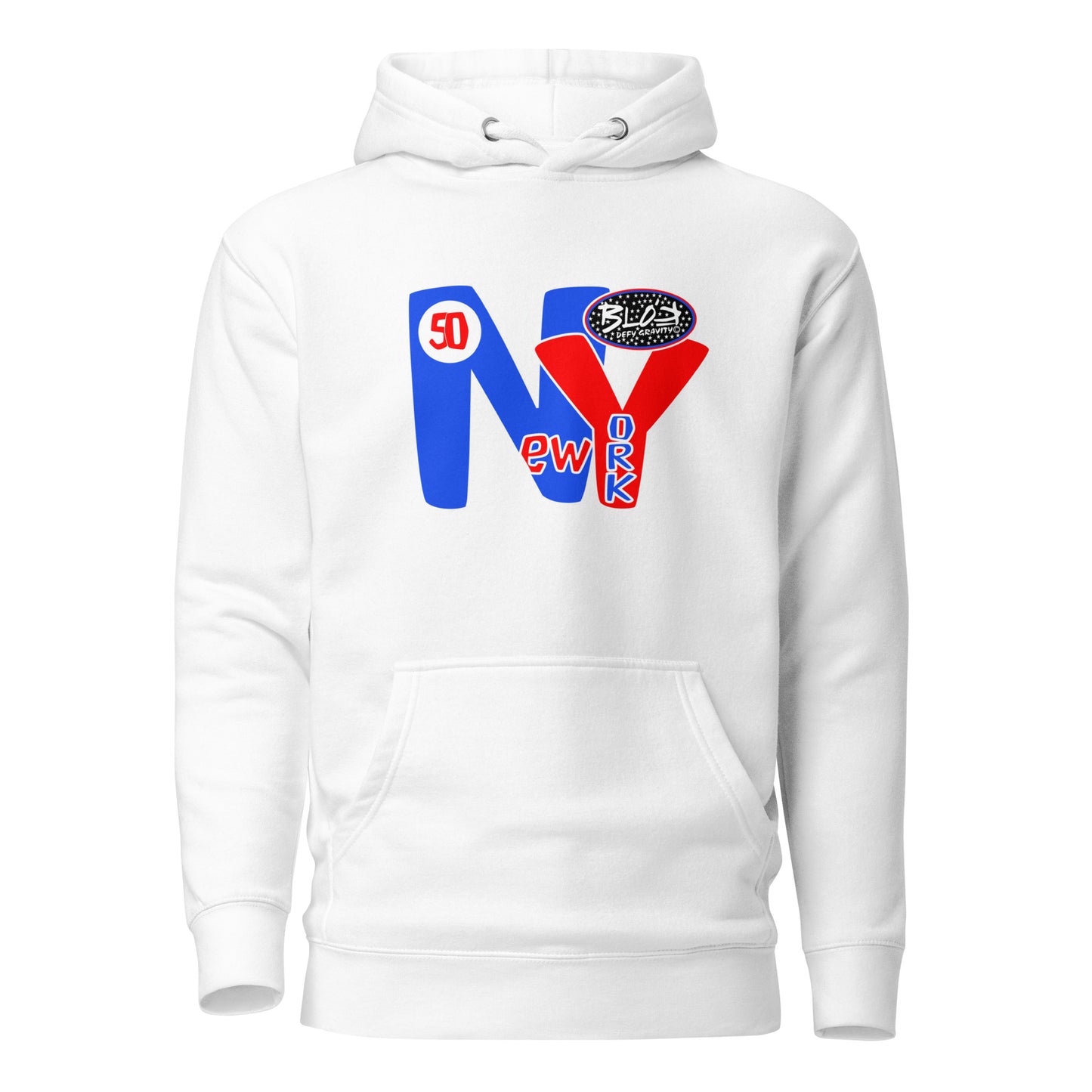 New York City Worldwide - Large Front & Back Print in Red & Blue - Women Hoodie
