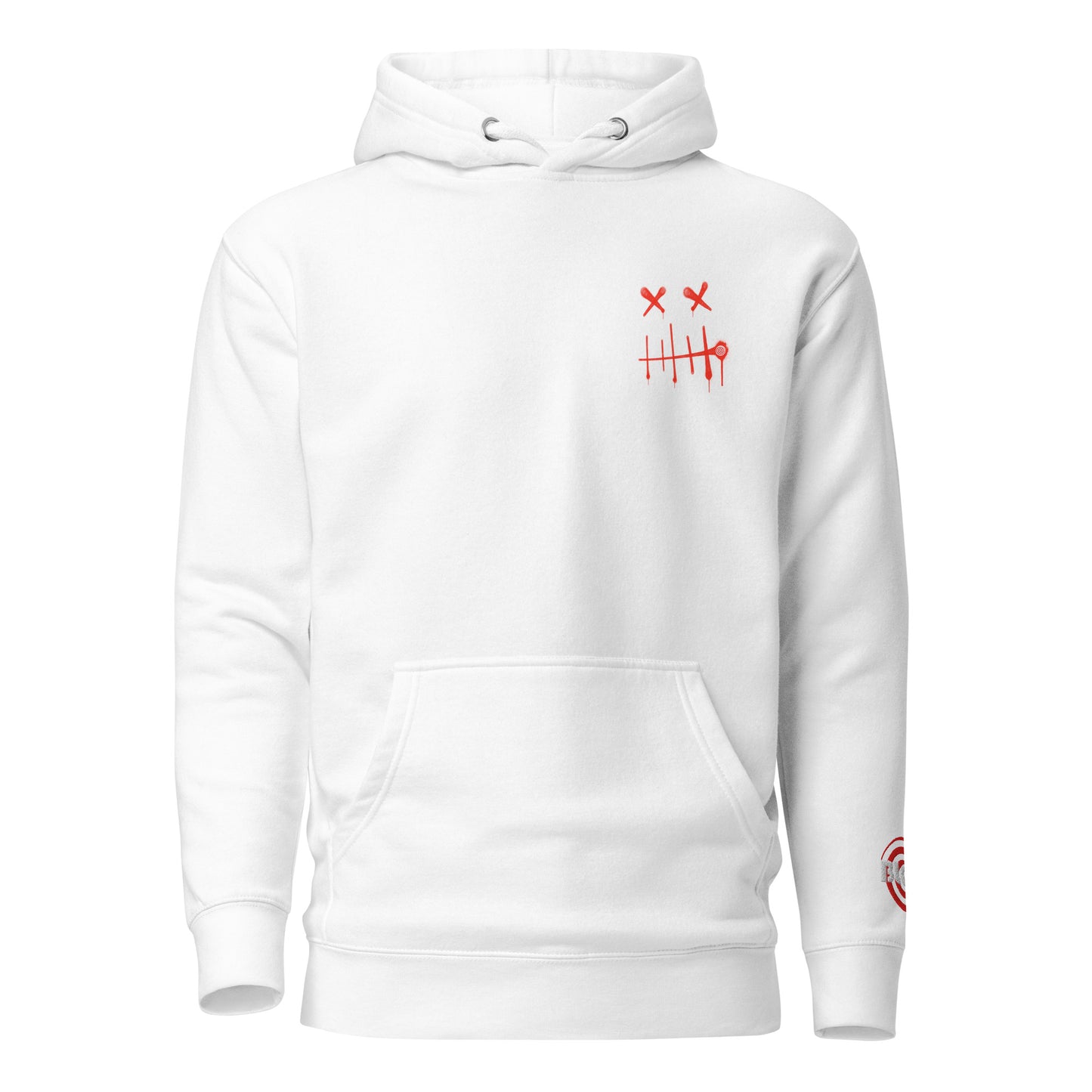 BLOK Zipper Face - Red Front, Back Graphic Print & Arm Embroidery - Women's Hoodie