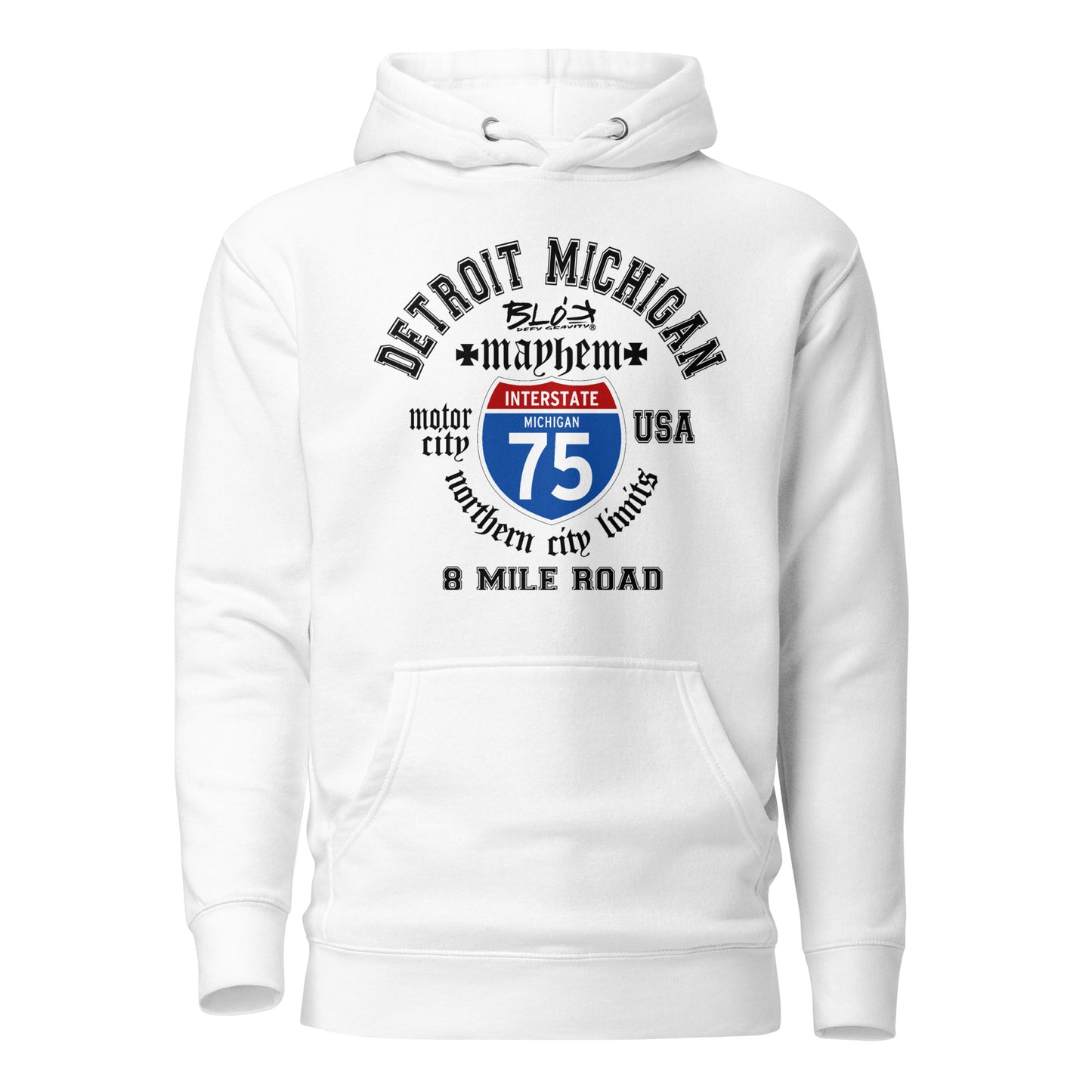 Detroit 8 Mile - 50 States - with Black Print - Men's Hoodie