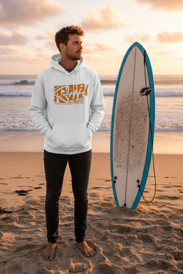 Fish Bone - Orange Front Print - Men's Graphic Hoodie