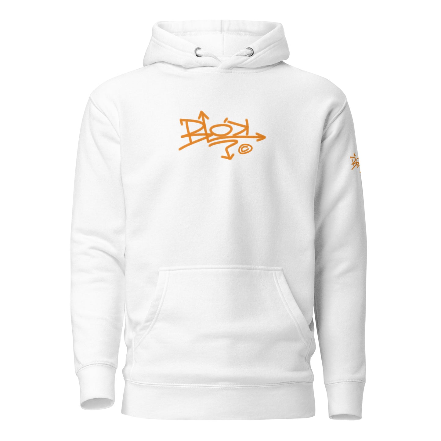 Blok Tag - Front & Arm Print in Orange - Men's Hoodie