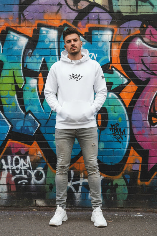 Blok Tag - Front & Arm Print in Black - Men's Graphic Hoodie