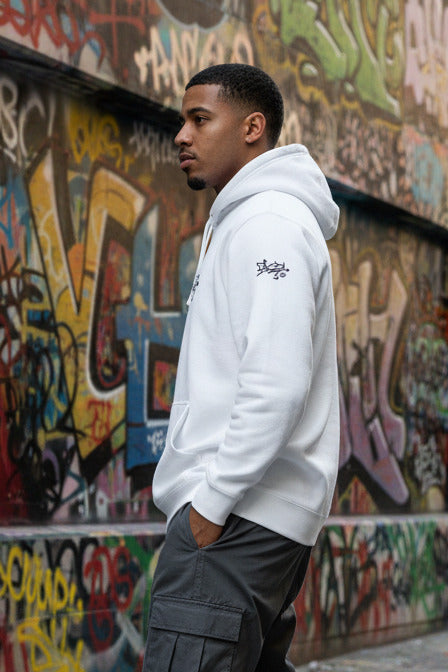 Blok Tag - Front & Arm Print in Black - Men's Graphic Hoodie