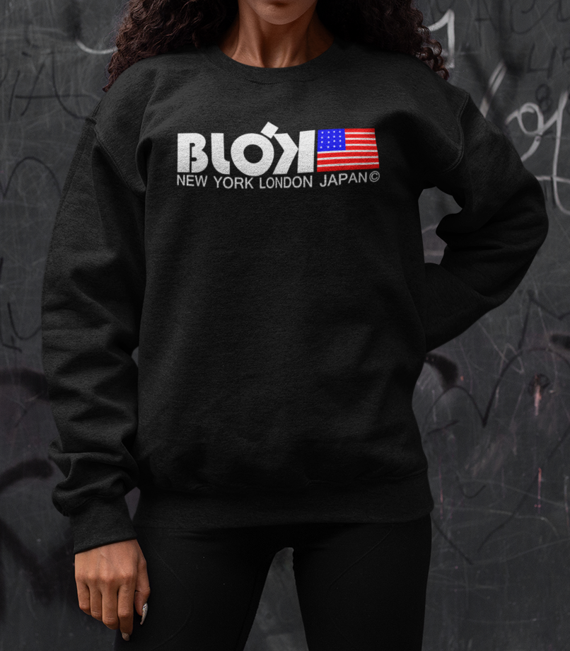 NY LDN JPN & Flag - White Print - Women's Sweatshirt