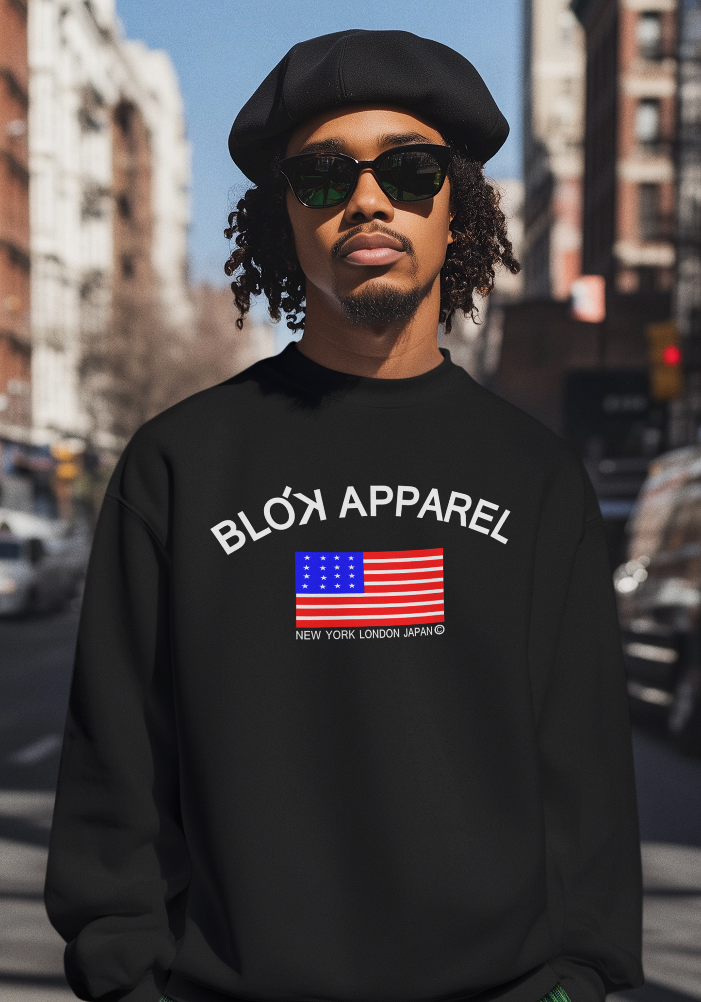 Blok Apparel - White Logo -With flag - Men's Sweatshirt