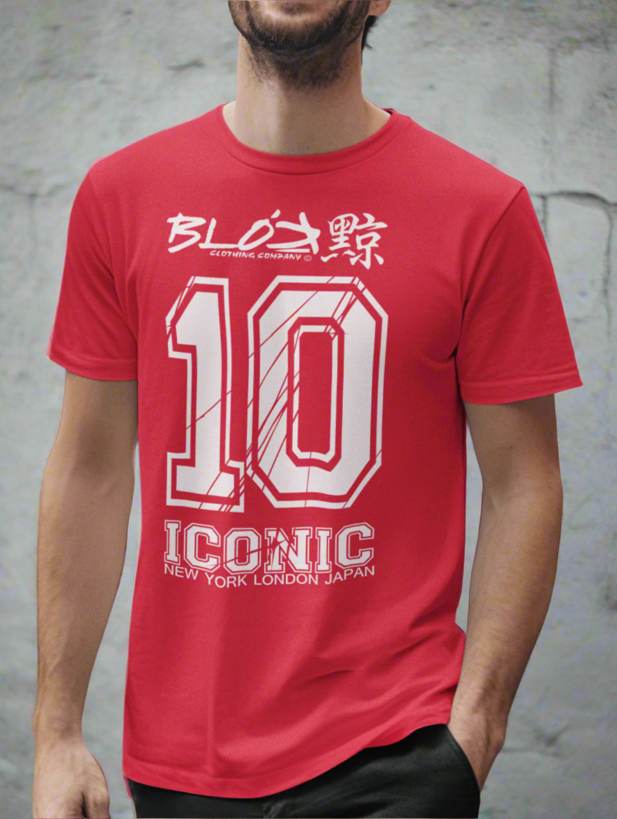 Iconic 10 - Front print - White print - Men's Loose Fit