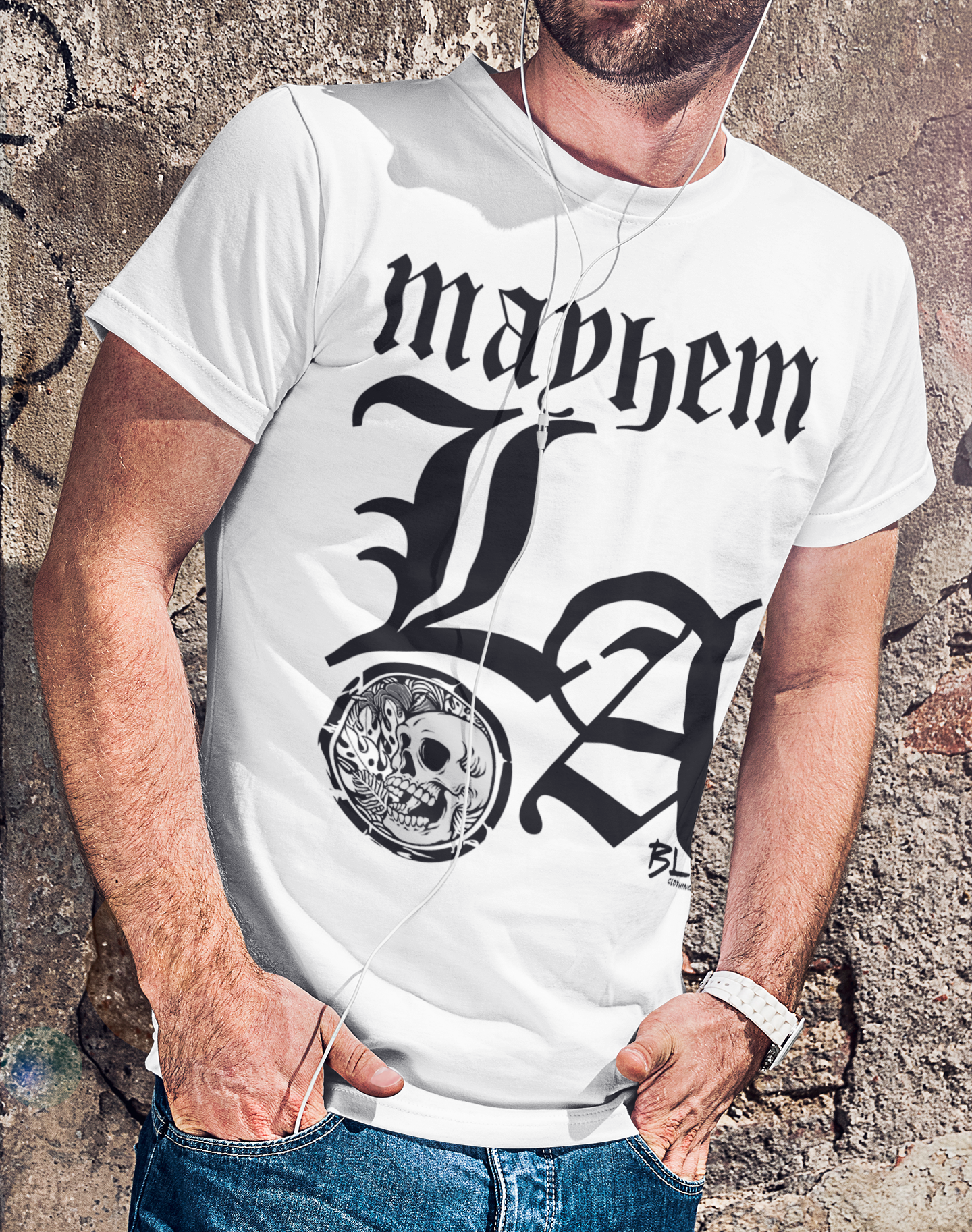 LA Mayhem - Front Print - in Black - Men's Loose Fit