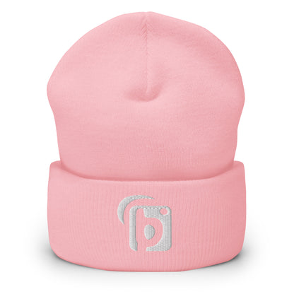 BLOK Original Logo - Unisex White Embroidered Cuffed Beanie