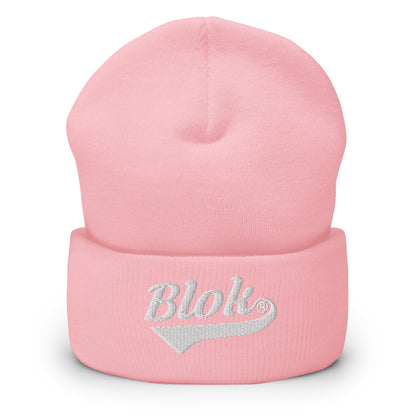 Blok Classic Logo - White Embroidery - Cuffed Premium Beanie