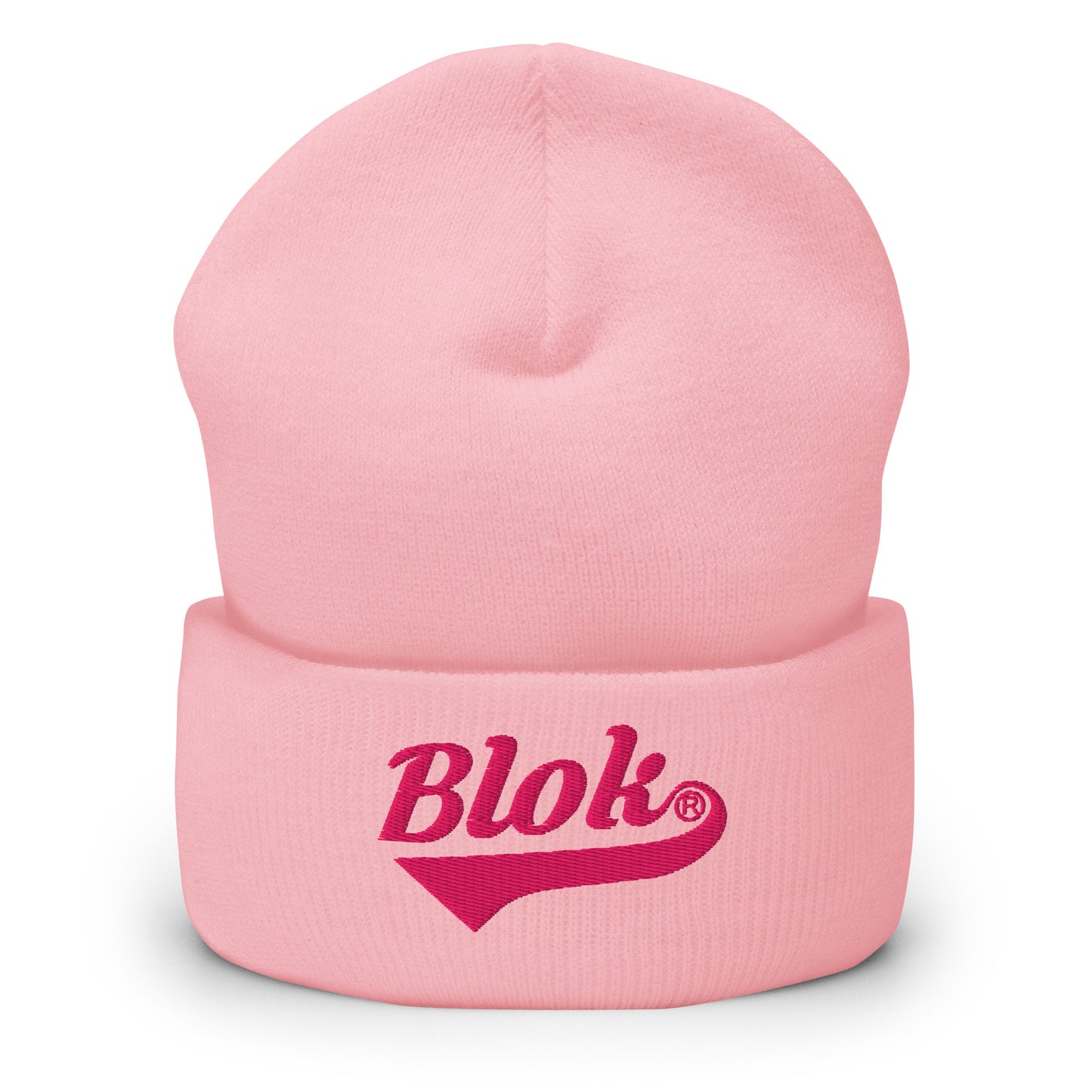 Blok Classic Logo - Dark Pink Embroidery - Cuffed Premium Beanie