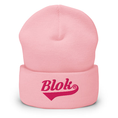 Blok Classic Logo - Dark Pink Embroidery - Cuffed Premium Beanie