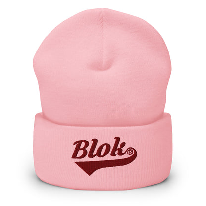 Blok Classic Logo - Dark Red Embroidery - Cuffed Premium Beanie