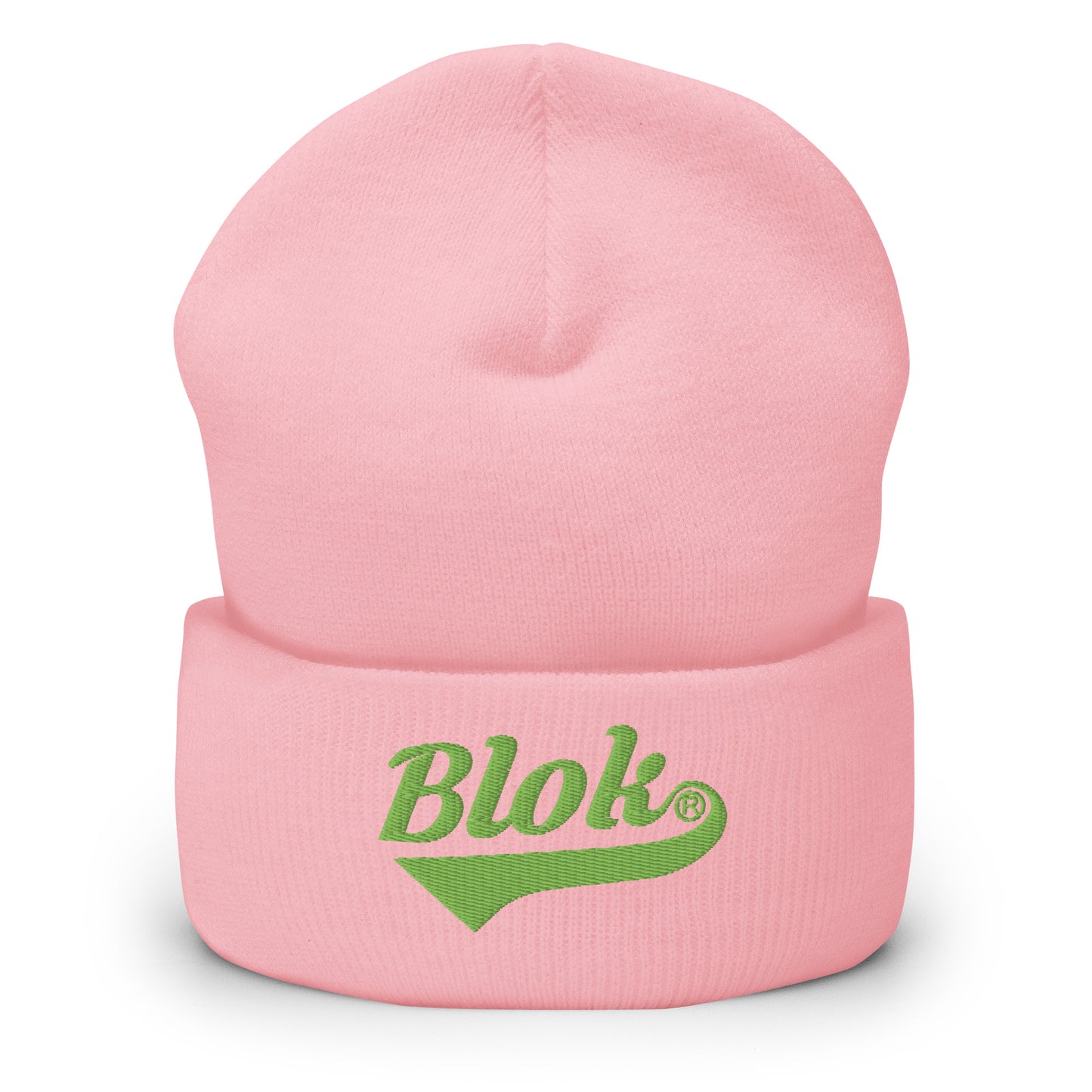 Blok Classic Logo - Light Green Embroidery - Cuffed Premium Beanie