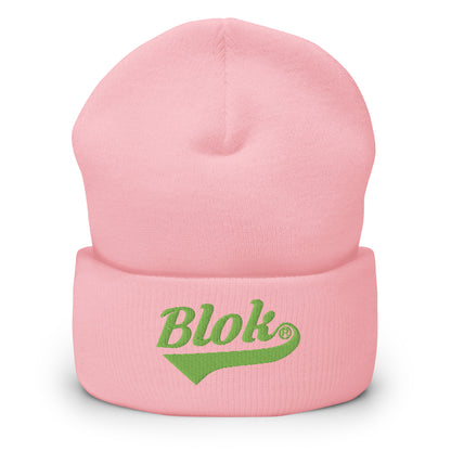 Blok Classic Logo - Light Green Embroidery - Cuffed Premium Beanie
