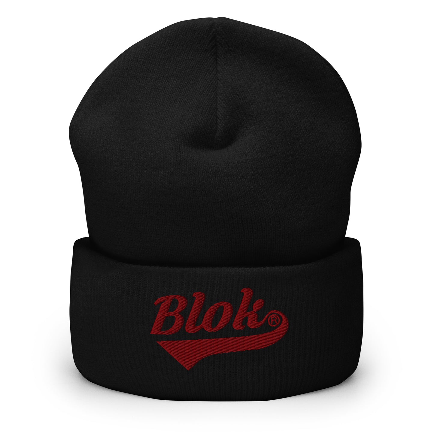 Blok Classic Logo - Dark Red Embroidery - Cuffed Premium Beanie