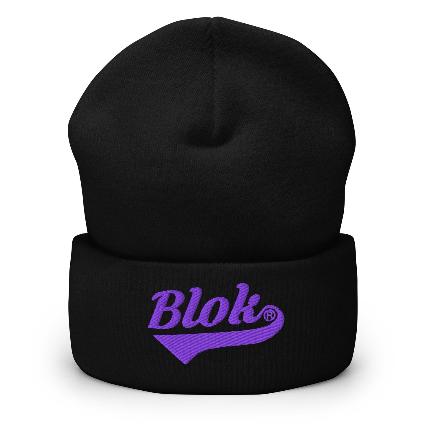 Blok Classic Logo - Purple Embroidery - Cuffed Premium Beanie