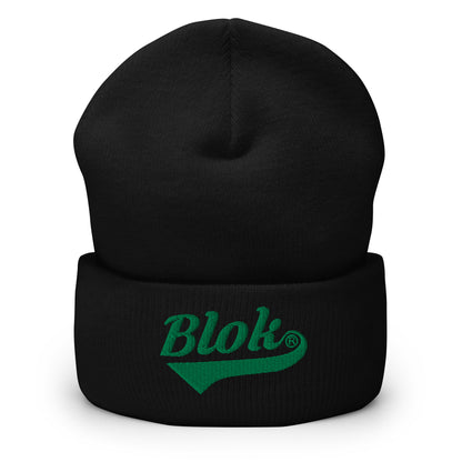 Blok Classic Logo - Dark Green Embroidery - Cuffed Premium Beanie