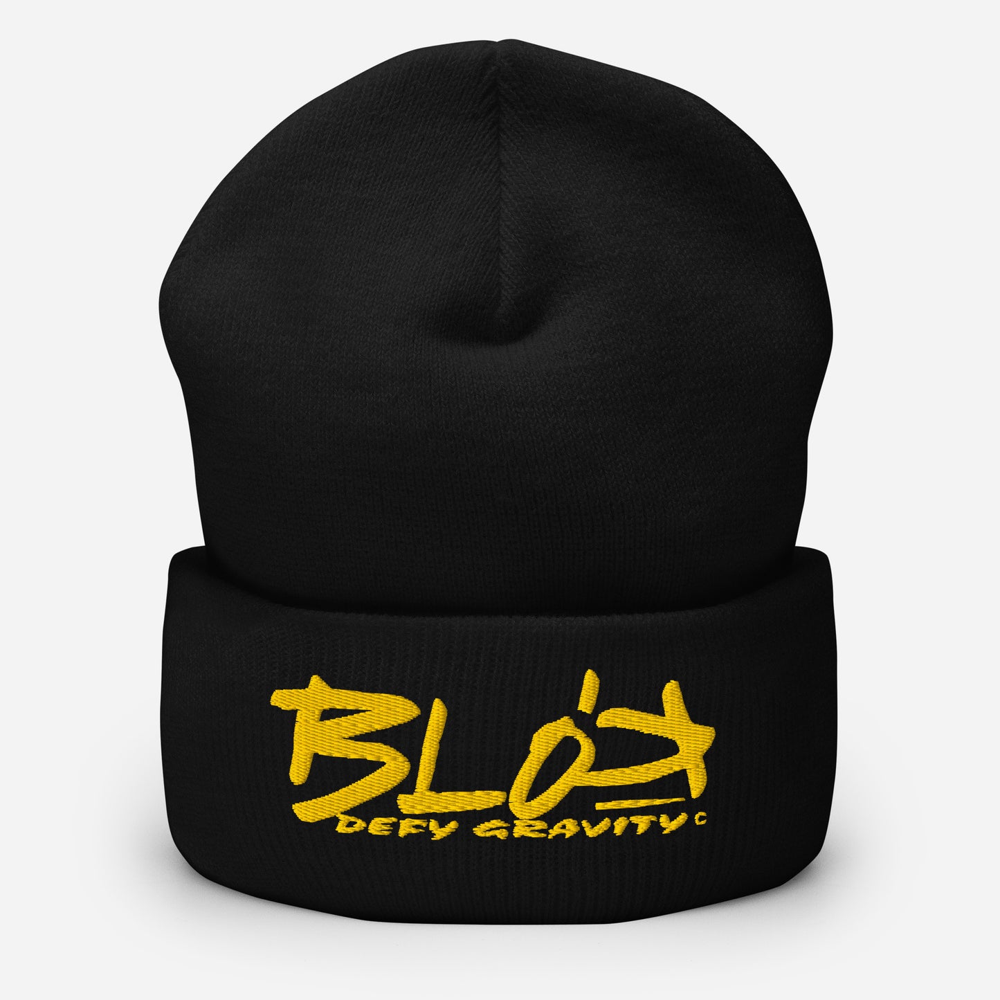 BLOK Defy Gravity - Unisex Yellow Embroidered Cuffed Beanie