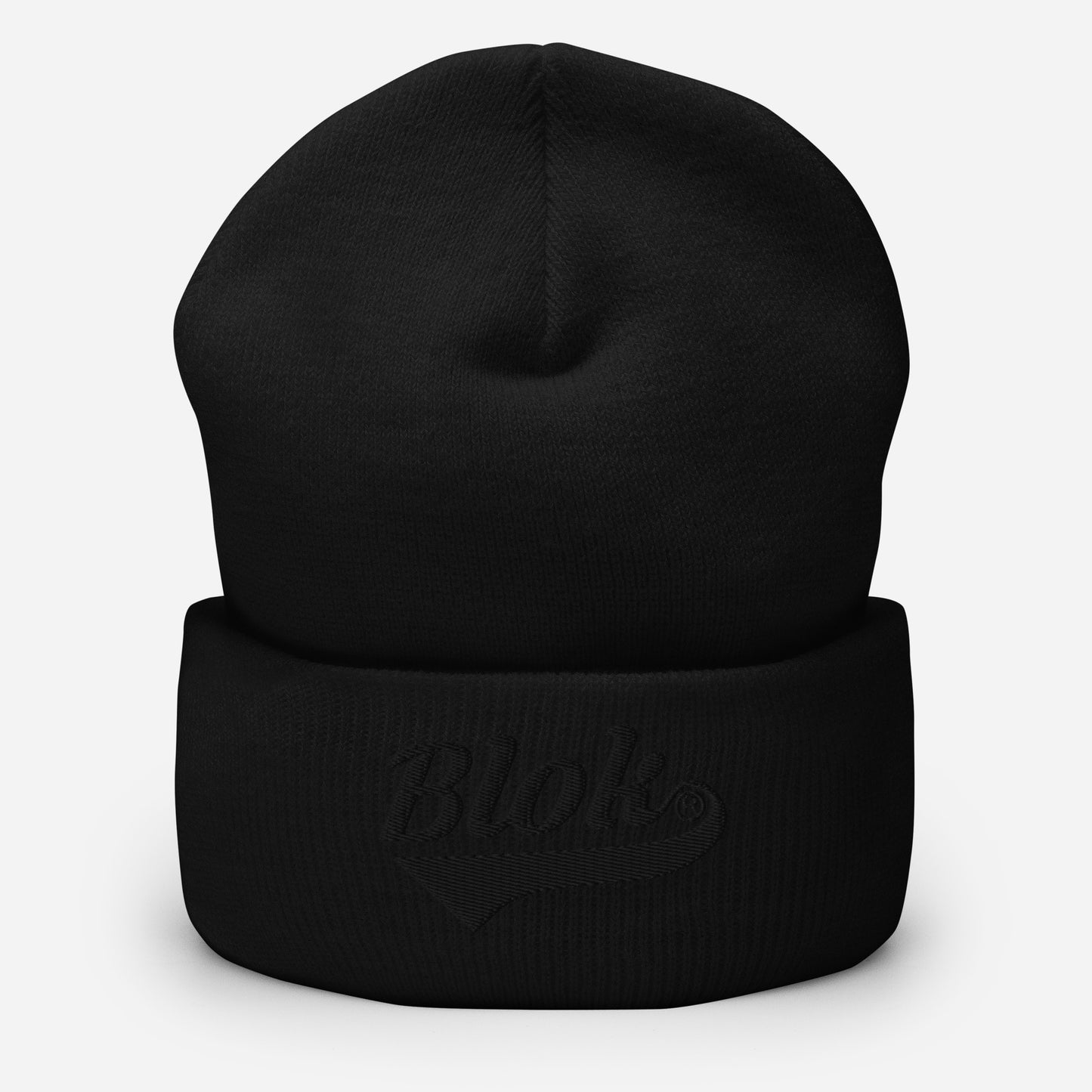 BLOK Classic Logo - Unisex Black Embroidered Cuffed Beanie