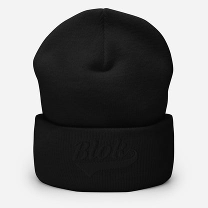 BLOK Classic Logo - Unisex Black Embroidered Cuffed Beanie