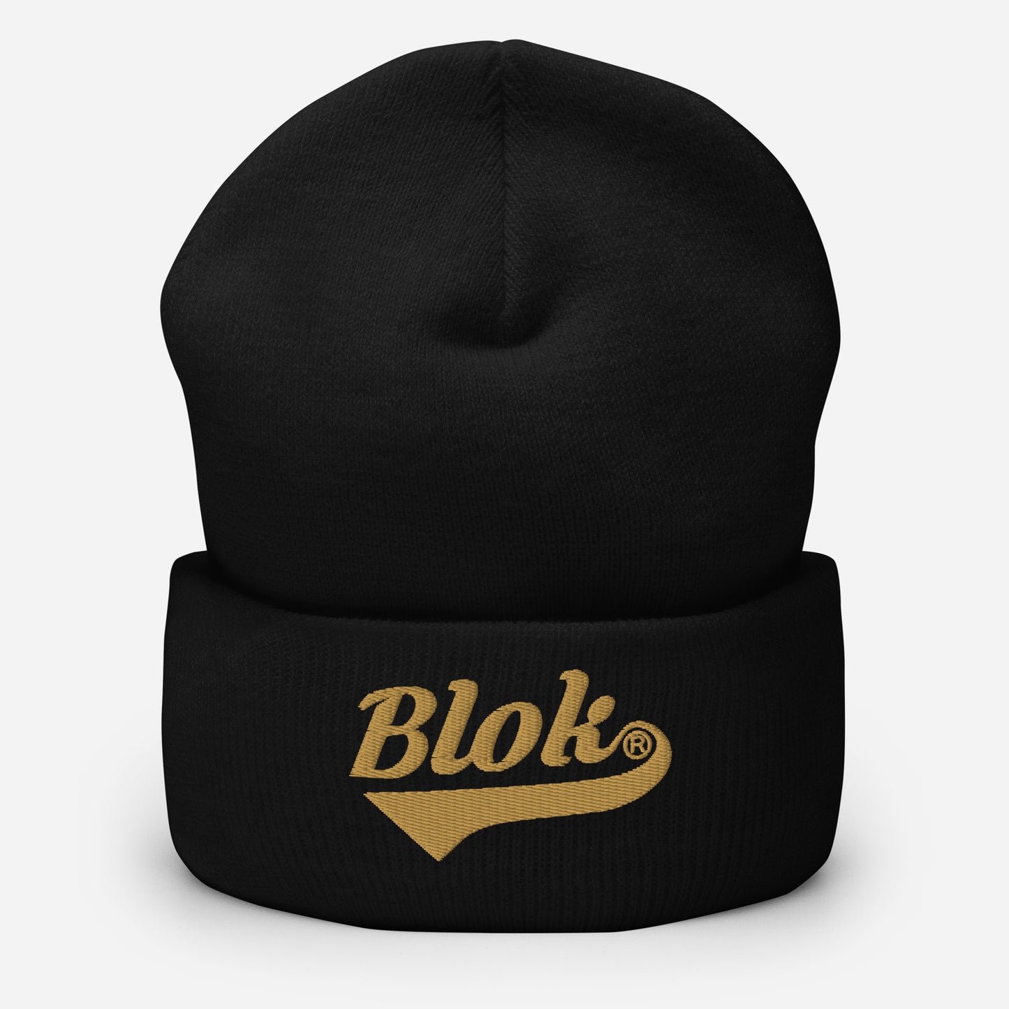 BLOK Classic Logo - Unisex Gold Embroidered Cuffed Beanie