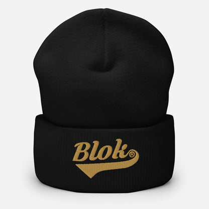 BLOK Classic Logo - Unisex Gold Embroidered Cuffed Beanie