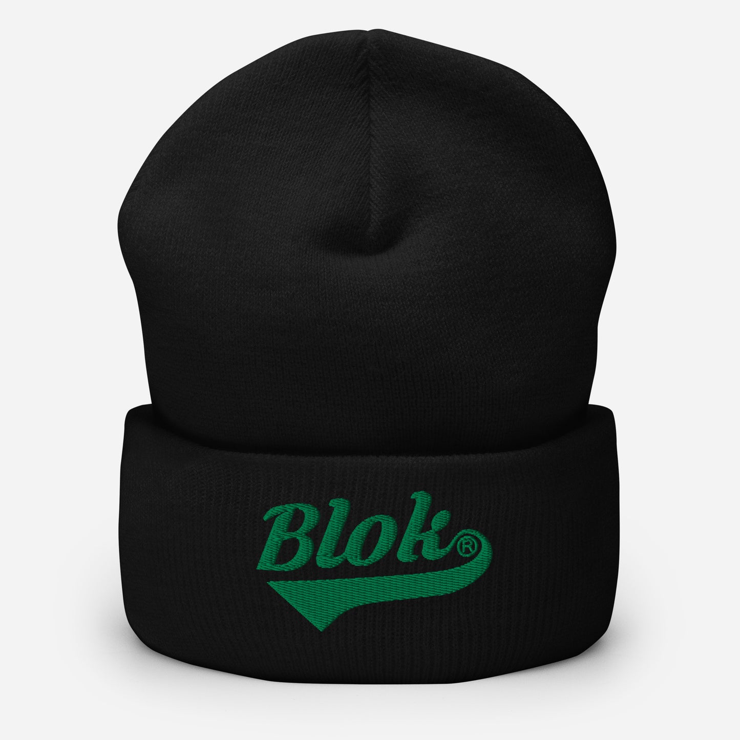 BLOK Classic Logo - Dark Green Embroidered Cuffed Beanie