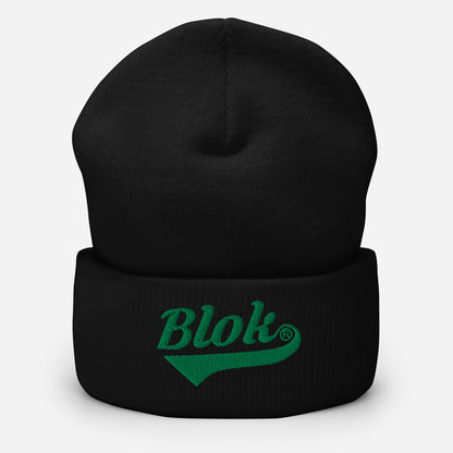 BLOK Classic Logo - Dark Green Embroidered Cuffed Beanie