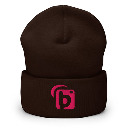 Blok Original Logo - Pink Embroidery - Premium Cuffed Beanie