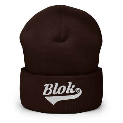 Blok Classic Logo - White Embroidery - Cuffed Premium Beanie