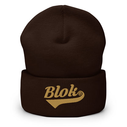 Blok Classic Logo - Gold Embroidery - Cuffed Premium Beanie