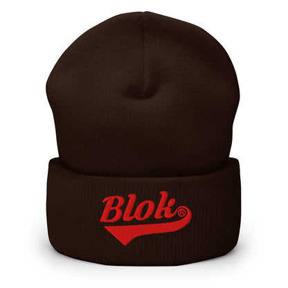 Blok Classic Logo - Red Embroidery - Cuffed Premium Beanie