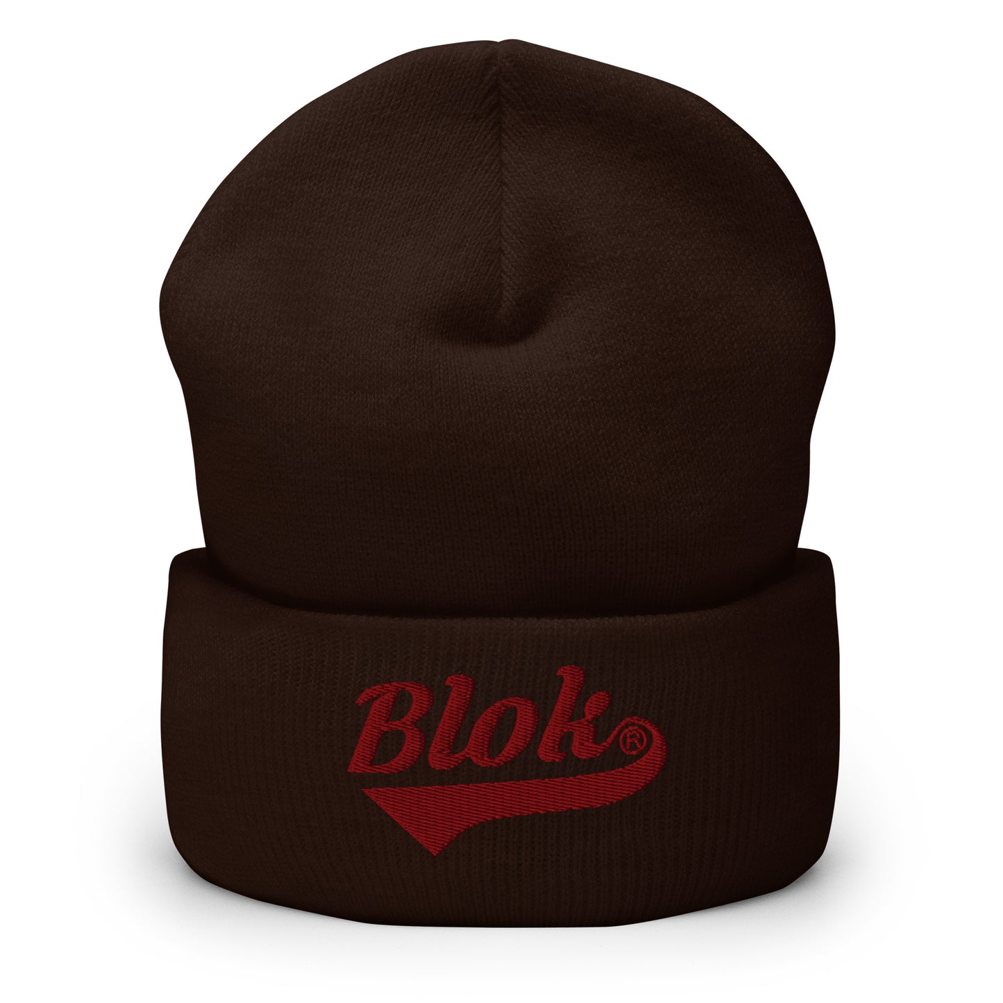 Blok Classic Logo - Dark Red Embroidery - Cuffed Premium Beanie