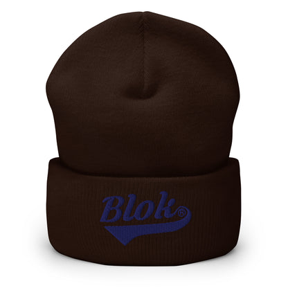 Blok Classic Logo - Dark Blue Embroidery - Cuffed Premium Beanie