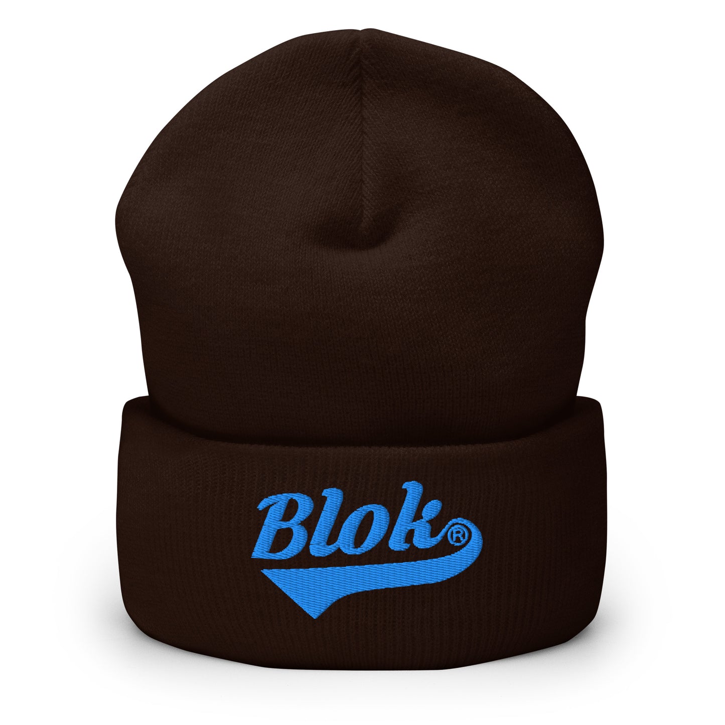 Blok Classic Logo - Light Blue Embroidery - Cuffed Premium Beanie