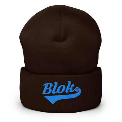 Blok Classic Logo - Light Blue Embroidery - Cuffed Premium Beanie