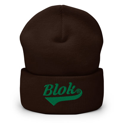 Blok Classic Logo - Dark Green Embroidery - Cuffed Premium Beanie