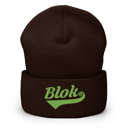 Blok Classic Logo - Light Green Embroidery - Cuffed Premium Beanie