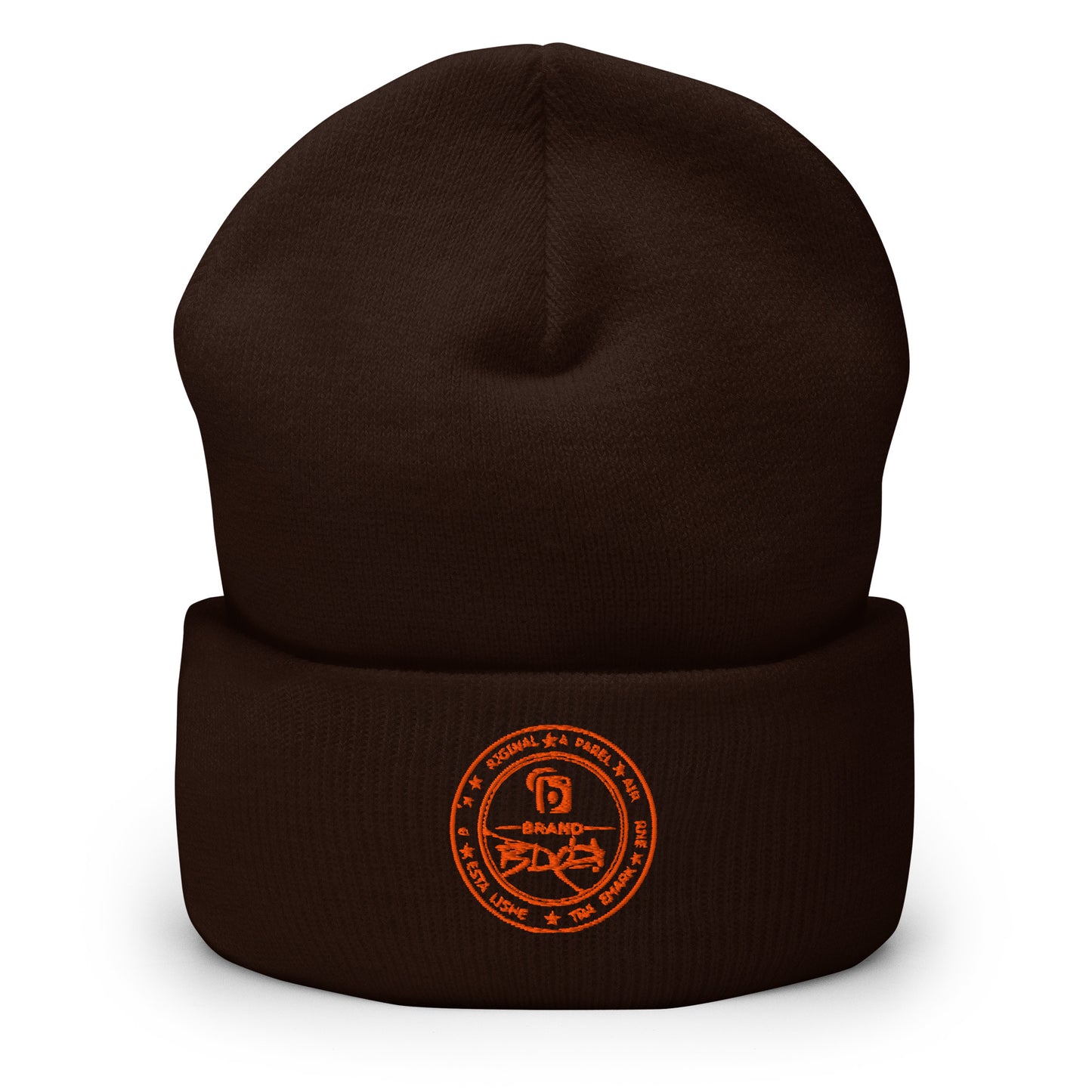 BLOK Apparel Stamp - Unisex Orange Embroidered Cuffed Beanie