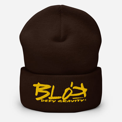 BLOK Defy Gravity - Unisex Yellow Embroidered Cuffed Beanie
