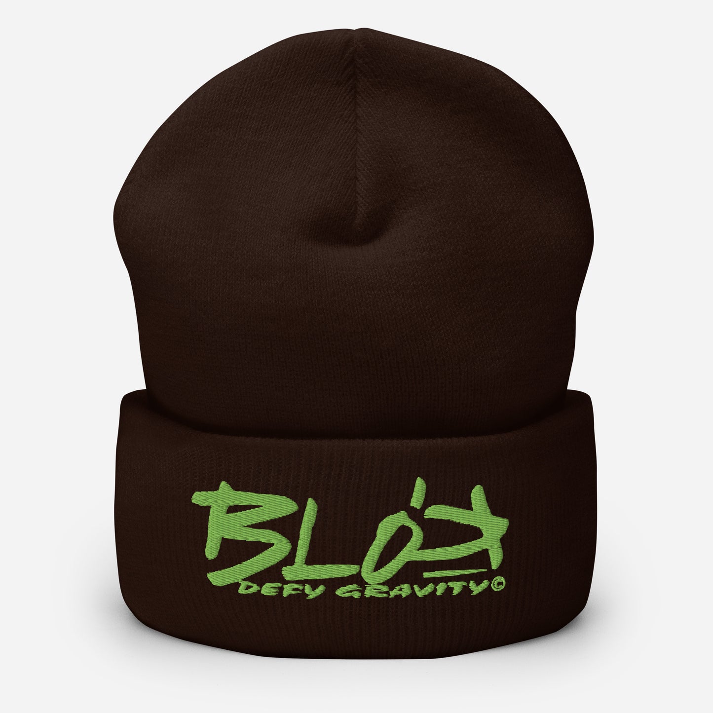 BLOK Defy Gravity - Unisex Sage Green Embroidered Cuffed Beanie
