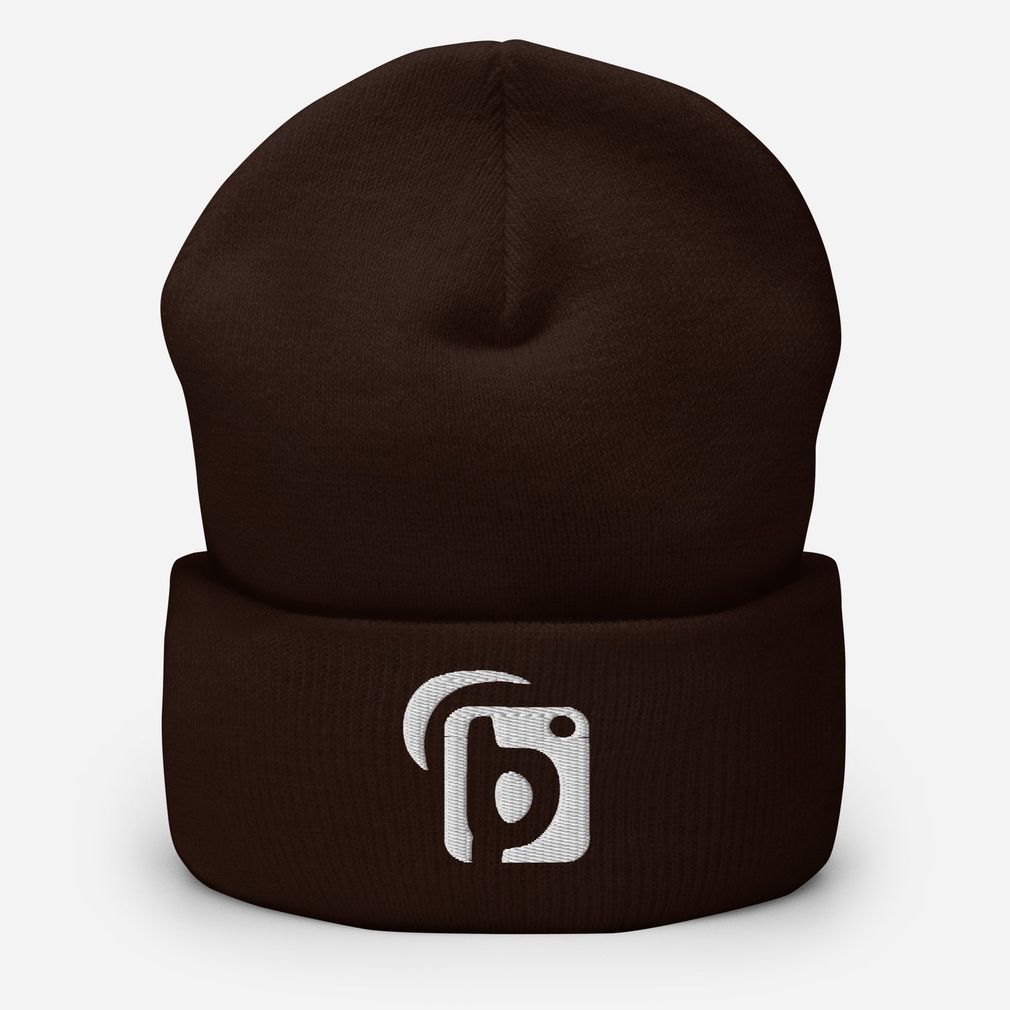 BLOK Original Logo - Unisex White Embroidered Cuffed Beanie