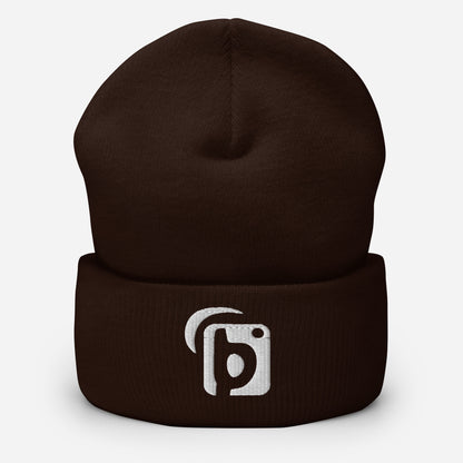 BLOK Original Logo - Unisex White Embroidered Cuffed Beanie