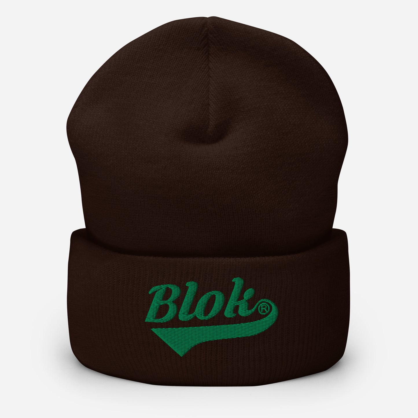 BLOK Classic Logo - Dark Green Embroidered Cuffed Beanie